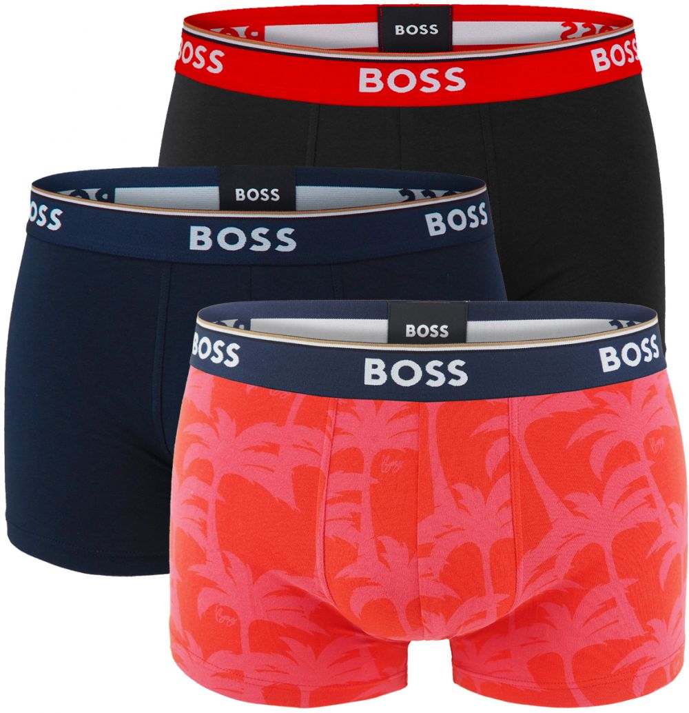 BOSS - boxerky 3PACK cotton stretch power design palm & dark color combo - limitovaná fashion edícia (HUGO BOSS)
