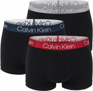 Calvin Klein - boxerky 3PACK modern structure eco friendly black with navy stone & burgundy waist - limitovaná edícia