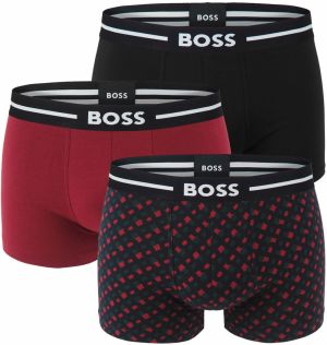 BOSS - boxerky 3PACK cotton stretch BOLD black & burgundy B logo z organickej bavlny - limitovaná fashion edícia (HUGO BOSS)