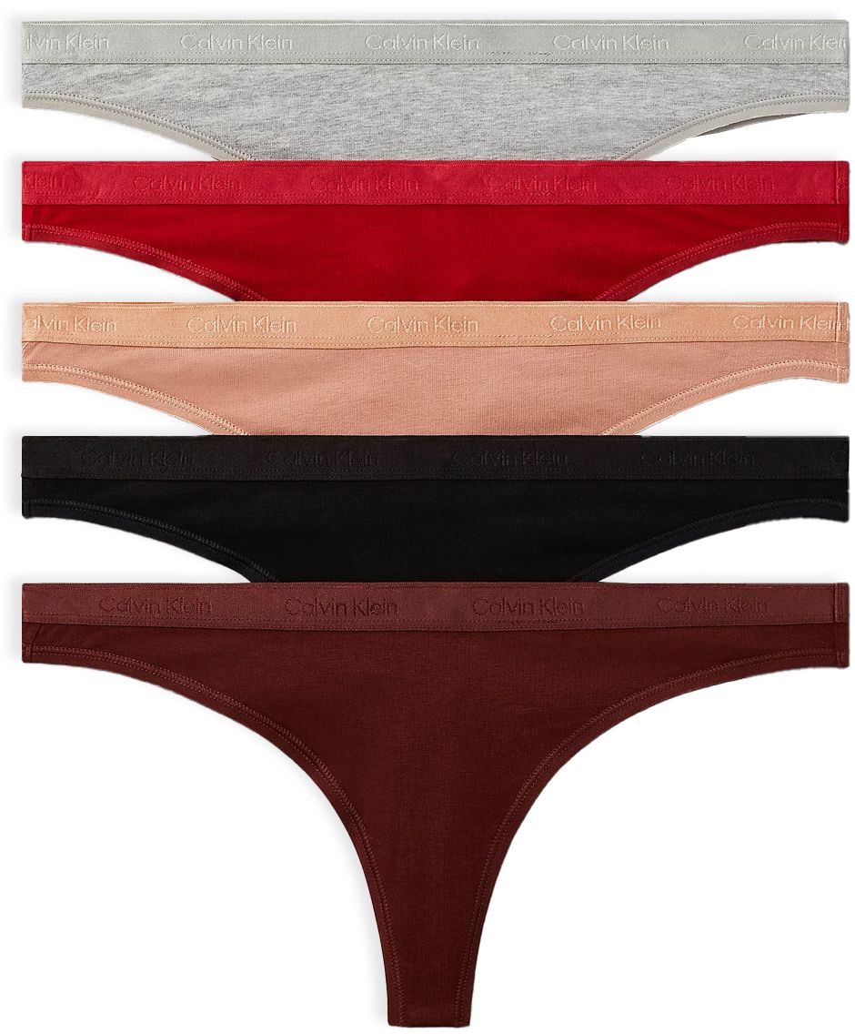 CALVIN KLEIN - tangá 5PACK Modern logo stretch berry & black combo - limitovaná edícia