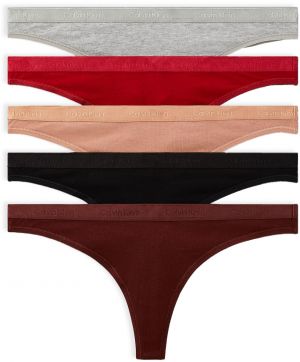 CALVIN KLEIN - tangá 5PACK Modern logo stretch berry & black combo - limitovaná edícia