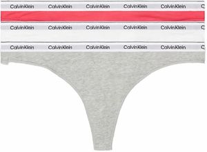 CALVIN KLEIN - tangá 3PACK Modern logo stretch cotton azalea & white combo - limitovaná edícia