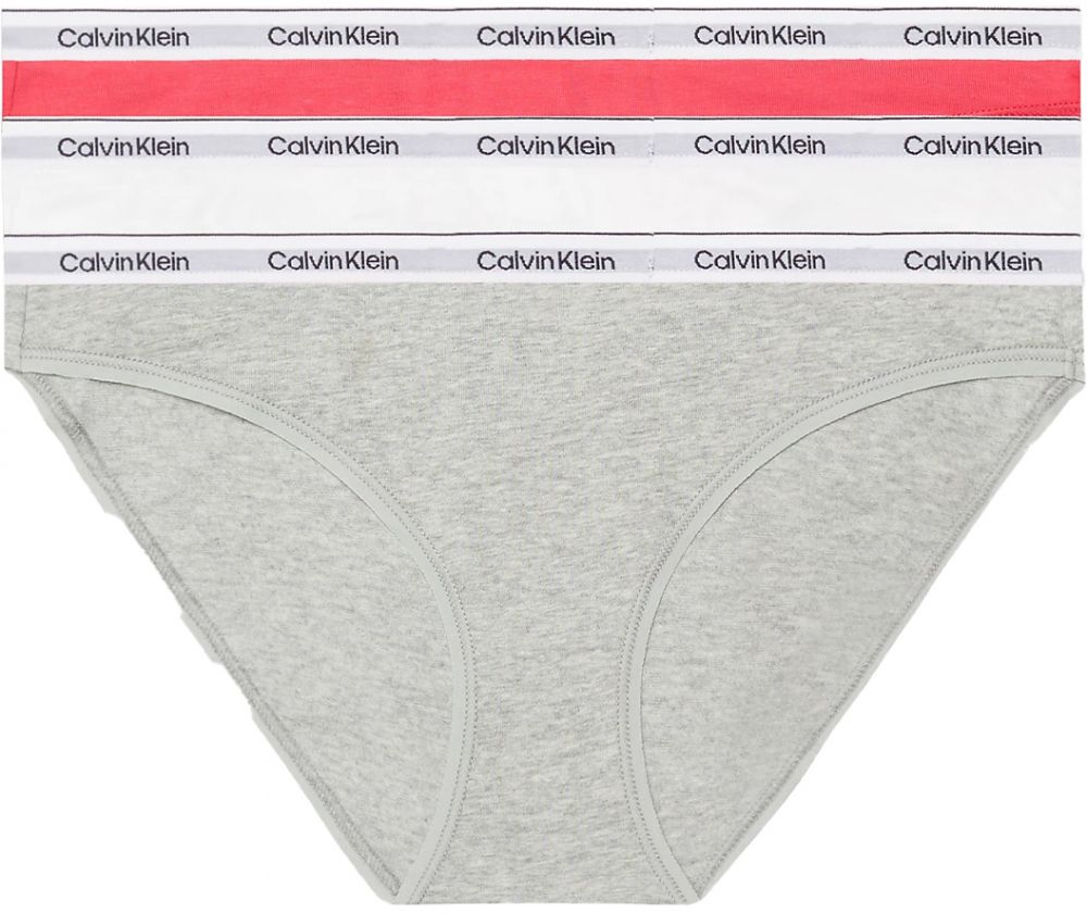 CALVIN KLEIN - nohavičky 3PACK Modern logo stretch cotton azalea & white combo - limitovaná edícia