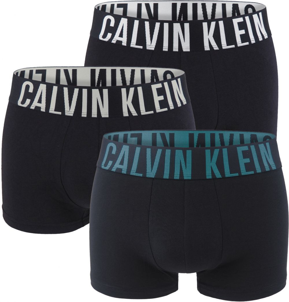 CALVIN KLEIN - boxerky 3PACK Intense power black with big mediterrane blue logo CALVIN KLEIN - limitovana edicia