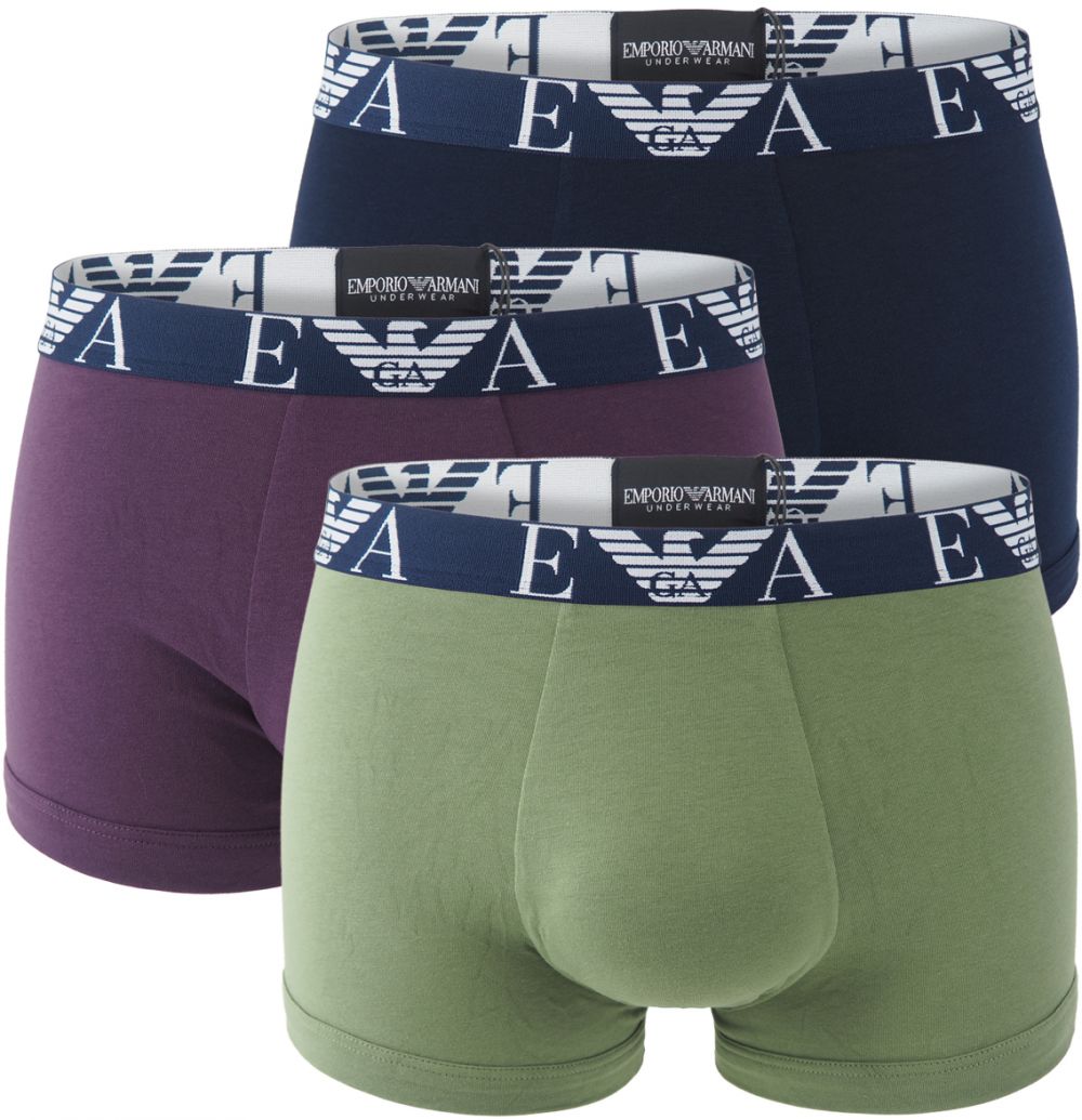 EMPORIO ARMANI - boxerky 3PACK stretch cotton oliva & marine combo - limited edition