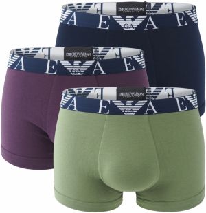 EMPORIO ARMANI - boxerky 3PACK stretch cotton oliva & marine combo - limited edition