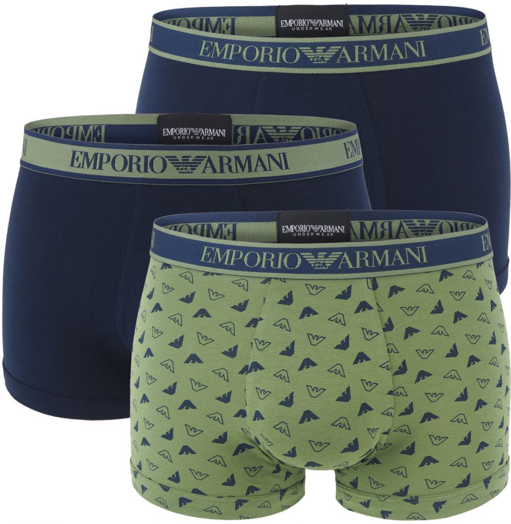 EMPORIO ARMANI - boxerky 3PACK stretch cotton st. oliva & marin logo Armani - limited edition