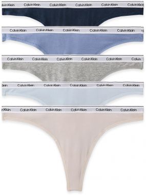 CALVIN KLEIN - tangá 5PACK Modern logo stretch blue & gray combo - limitovaná edícia
