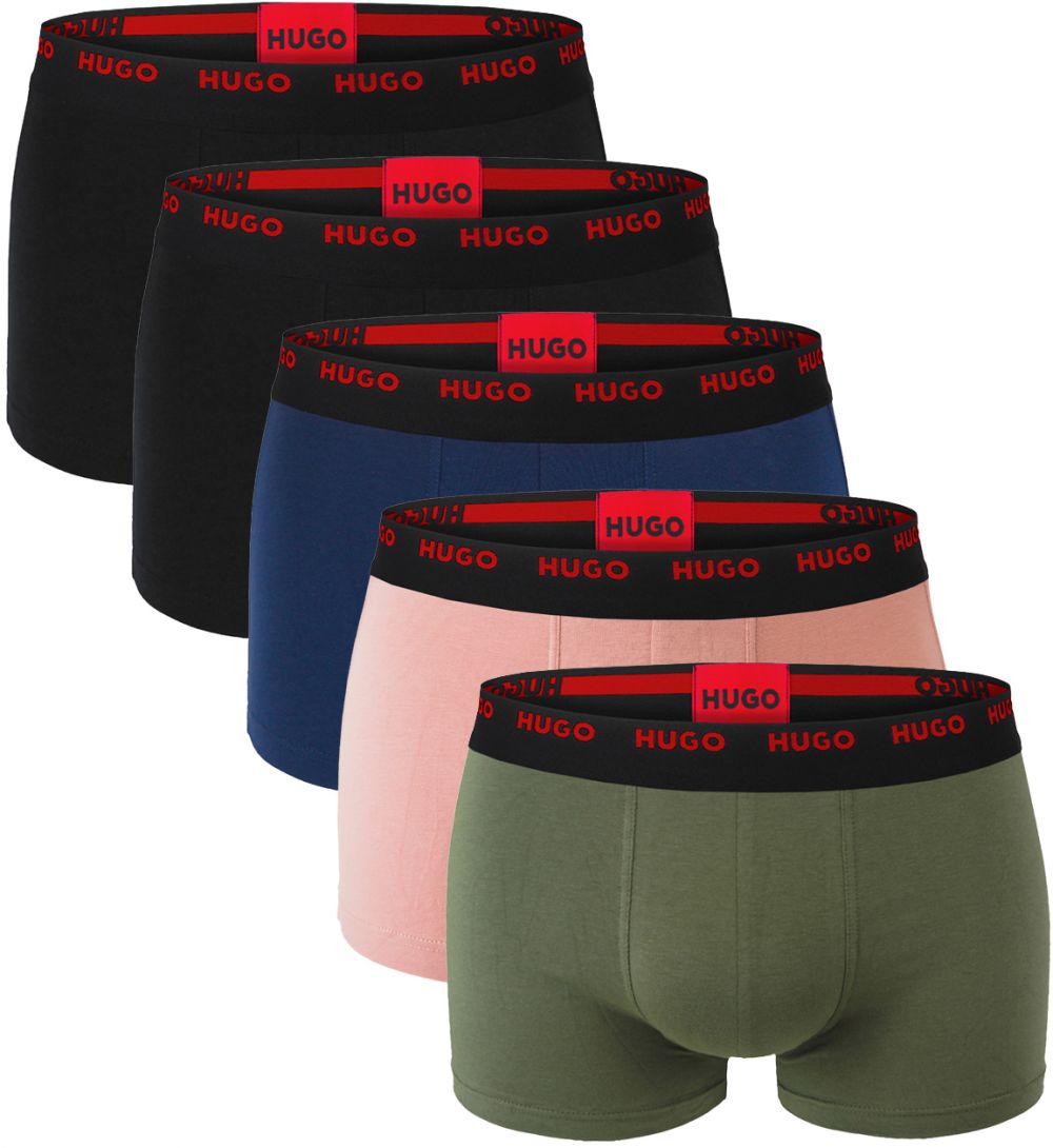 HUGO - boxerky 5PACK cotton stretch modern black & brick combo - limitovaná fashion edícia (HUGO BOSS)