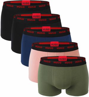 HUGO - boxerky 5PACK cotton stretch modern black & brick combo - limitovaná fashion edícia (HUGO BOSS)