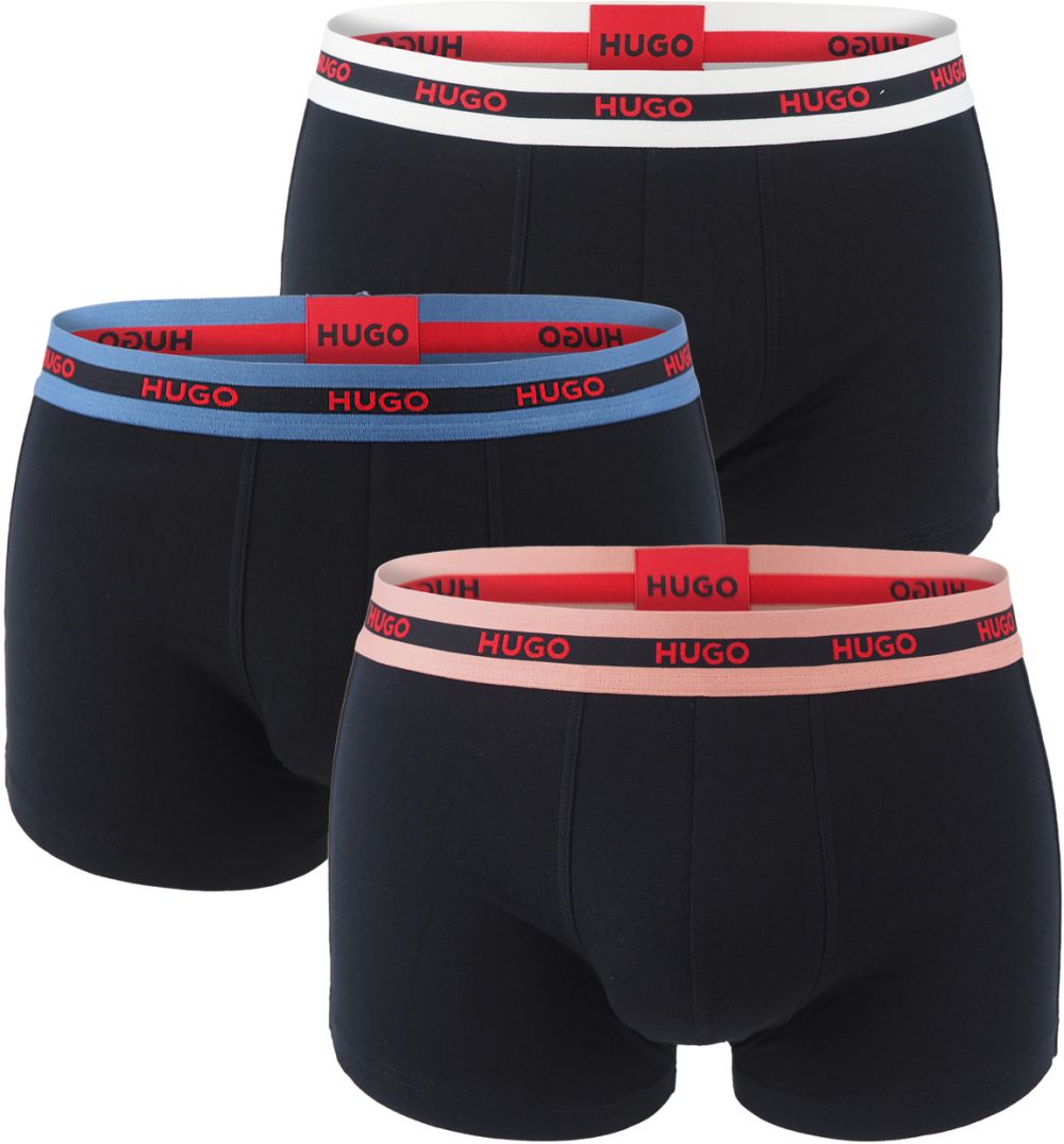 HUGO - boxerky 3PACK eco luxe premium organic cotton black with color waist - limitovaná fashion edícia (HUGO BOSS)
