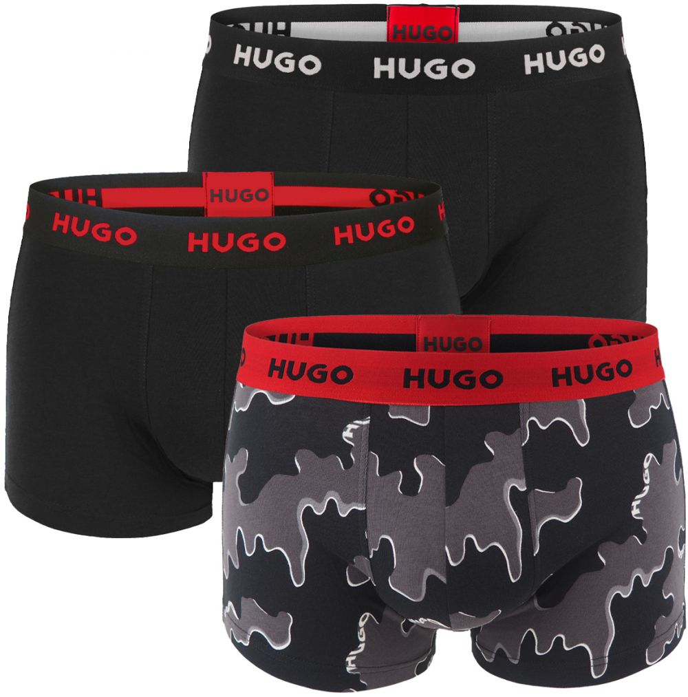 HUGO - boxerky 3PACK cotton stretch modern print logo & dark color - limitovaná fashion edícia (HUGO BOSS)