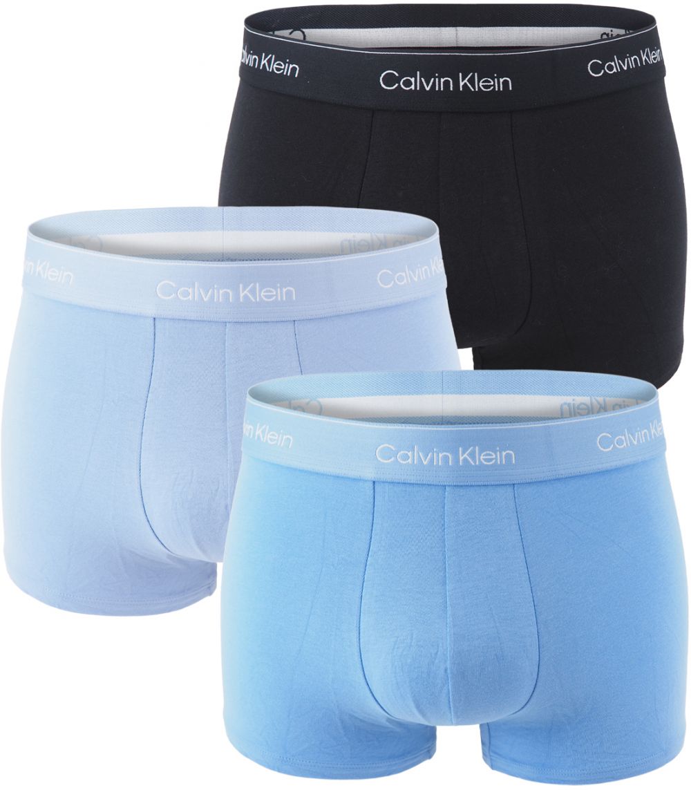 Calvin Klein - boxerky 3PACK Icon cotton stretch black & blue bell color combo - limitovaná fashion edícia