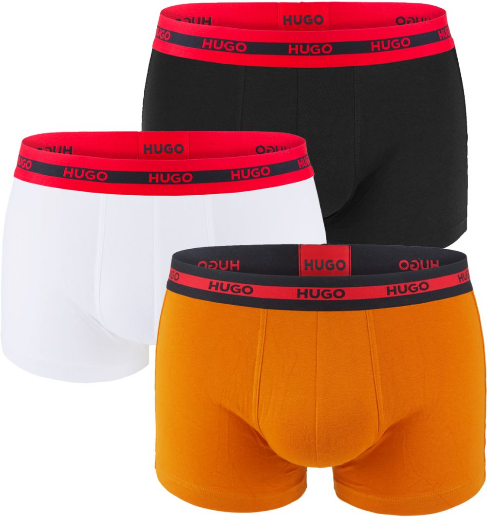 HUGO - boxerky 3PACK cotton stretch modern black & orange color combo z organickej bavlny - limitovaná fashion edícia (HUGO BOSS)