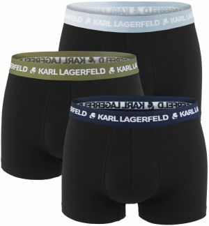 KARL LAGERFELD - boxerky 3PACK organic cotton logo LAGERFELD black with indigo & blu mood waist - limitovaná edícia