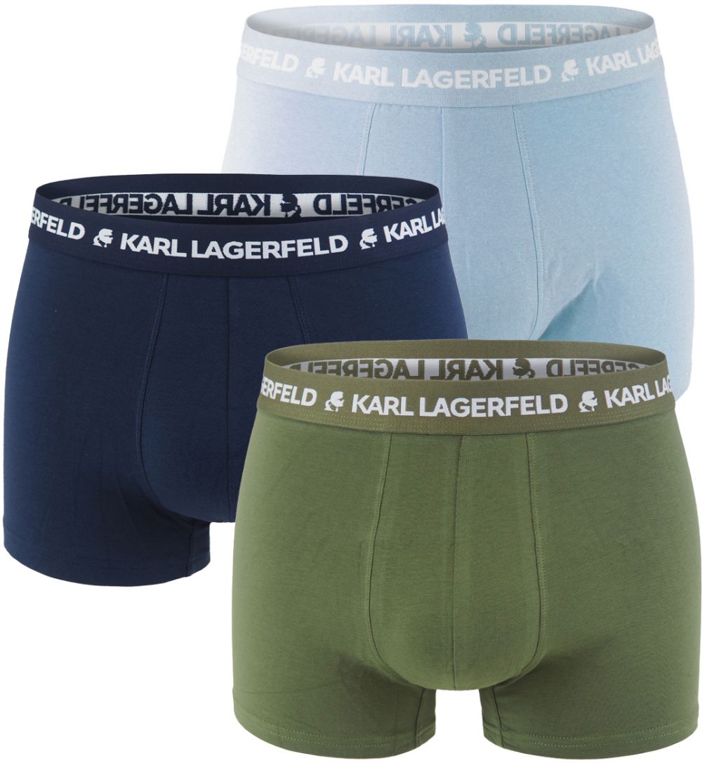 KARL LAGERFELD - boxerky 3PACK organic cotton logo LAGERFELD indigo & blu mood color combo - limitovaná edícia