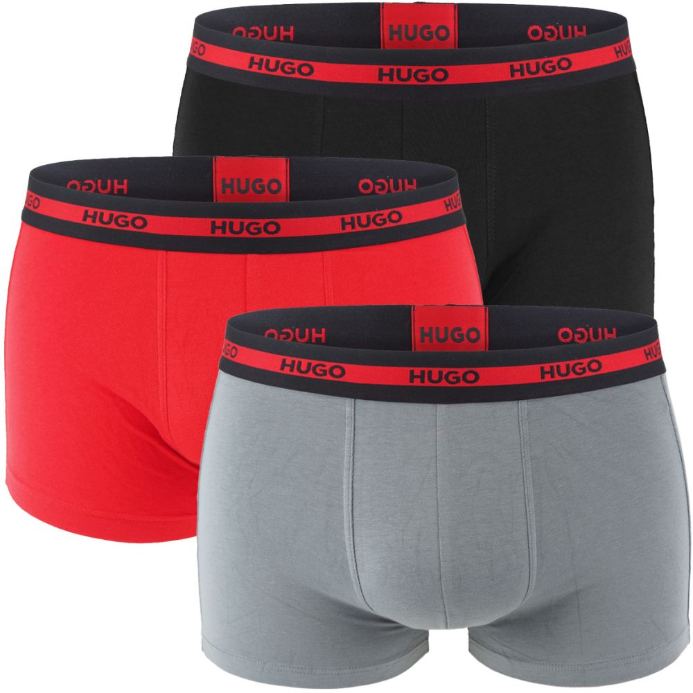 HUGO - boxerky 3PACK eco luxe premium organic cotton black & red color combo - limitovaná fashion edícia (HUGO BOSS)