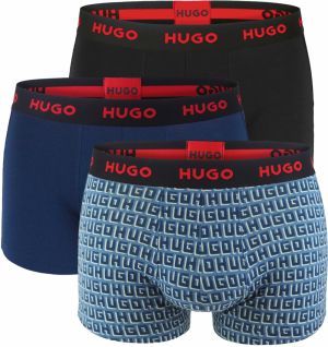 HUGO - boxerky 3PACK cotton stretch modern blue logo HUGO & dark color combo - limitovaná fashion edícia (HUGO BOSS)