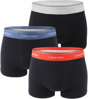 Calvin Klein - boxerky 3PACK eco friendly Icon cotton stretch black with blue & red waist - limitovaná fashion edícia