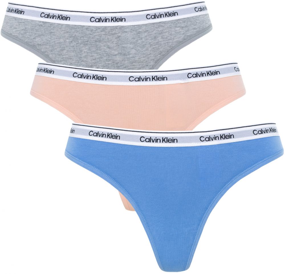 CALVIN KLEIN - tangá 3PACK Icon logo stretch cotton frenzy & blue combo - limitovaná edícia