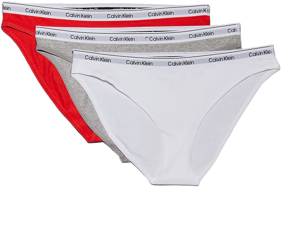 CALVIN KLEIN - nohavičky 3PACK Icon logo stretch cotton molten red & white color combo - limitovaná edícia