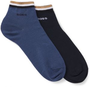 BOSS - 2PACK modré pánske quarter ponožky s logom BOSS