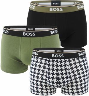 BOSS - boxerky 3PACK cotton stretch power design army green & pepita combo - limitovaná fashion edícia (HUGO BOSS)
