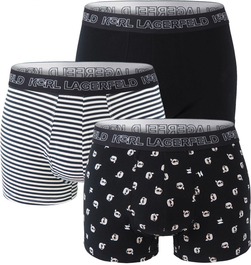 KARL LAGERFELD - boxerky 3PACK organic cotton Ikon mini KARL black & stripe color - limitovaná edícia
