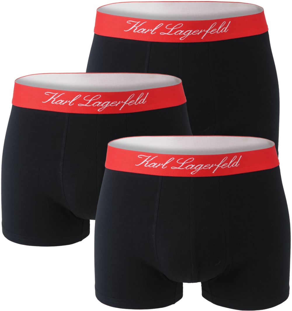 KARL LAGERFELD - boxerky 3PACK organic cotton hotel KARL black with red color waist - limitovaná edícia