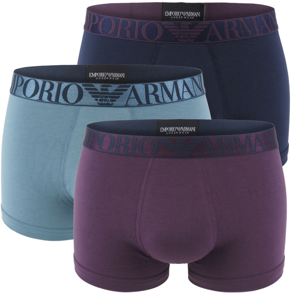 EMPORIO ARMANI - boxerky 3PACK stretch cotton marine & tempesta con Armani logo z organickej bavlny - limited edition