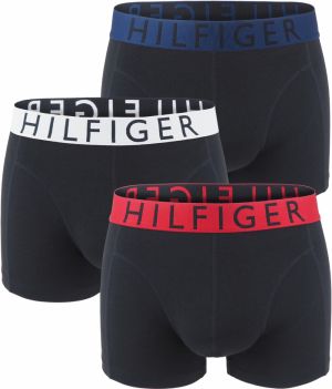 TOMMY HILFIGER - boxerky 3PACK eco cotton HILFIGER black with desert sky & red waist - limitovaná edícia