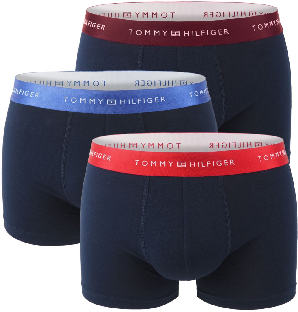 TOMMY HILFIGER - boxerky 3PACK classic TH series dark color with deep rouge & blue metallic waist v darčekovom balení