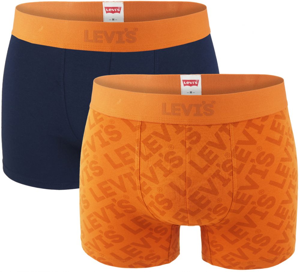LEVI`S - boxerky 2PACK Levi`s men headline logo orange & navy combo - limitovaná edícia