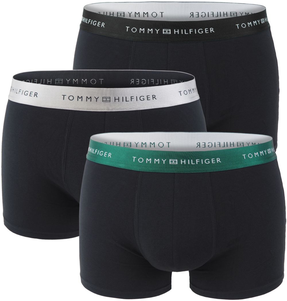 TOMMY HILFIGER - boxerky 3PACK classic TH series dark color with antic silver & black metallic waist v darčekovom balení