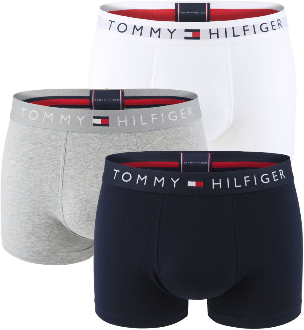 TOMMY HILFIGER - boxerky 3PACK TH original cotton desert sky, gray & white color - limitovaná edícia