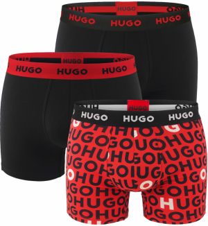 HUGO - boxerky 3PACK cotton stretch classic HUGO modern logo & black color combo - limitovaná fashion edícia (HUGO BOSS)