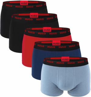 HUGO - boxerky 5PACK cotton stretch modern blue & black color combo - limitovaná fashion edícia (HUGO BOSS)