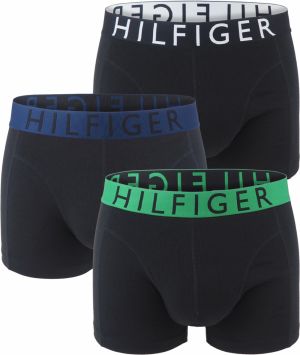 TOMMY HILFIGER - boxerky 3PACK eco cotton HILFIGER black with night sky & green waist - limitovaná edícia