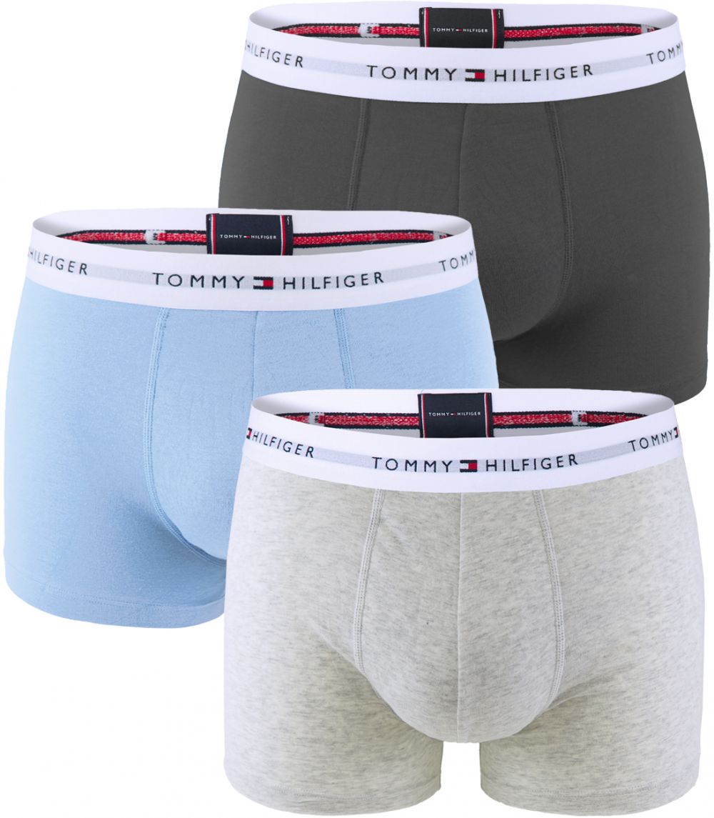 TOMMY HILFIGER - boxerky 3PACK signature cotton essentials ice heather & denim color combo - limitovaná edícia
