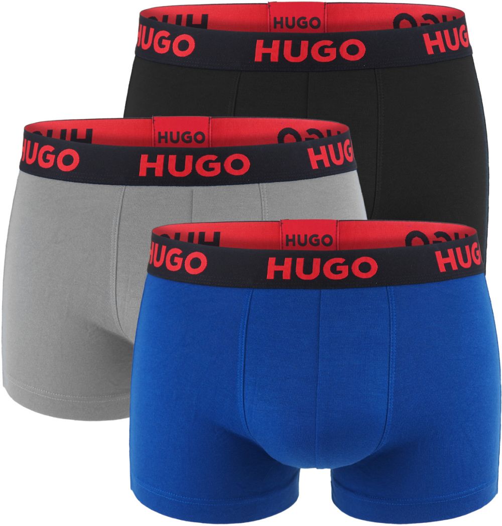 HUGO - boxerky 3PACK lyocell stretch blue & gray combo - limitovaná fashion edícia (HUGO BOSS)