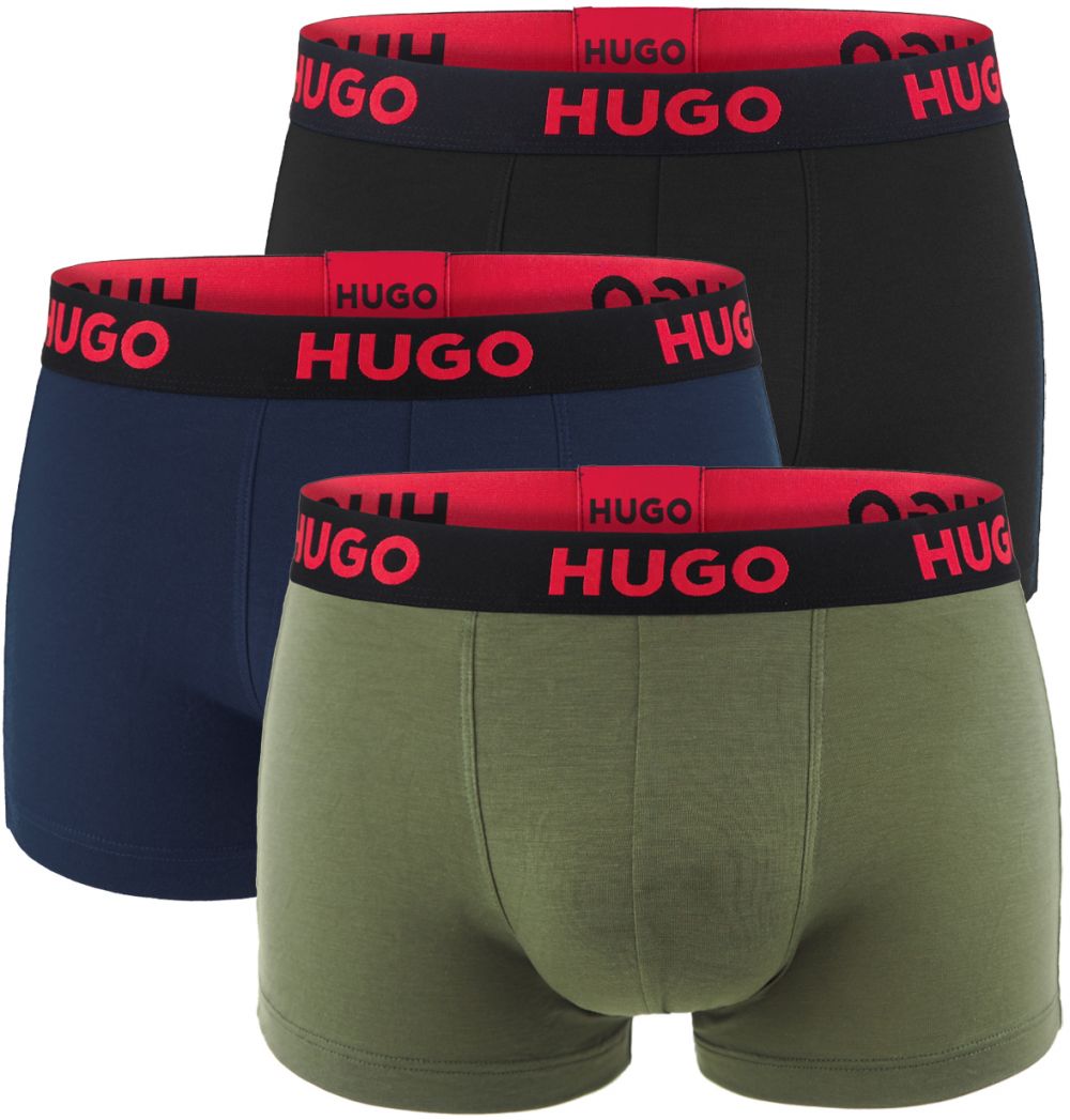 HUGO - boxerky 3PACK lyocell stretch army green & black combo - limitovaná fashion edícia (HUGO BOSS)