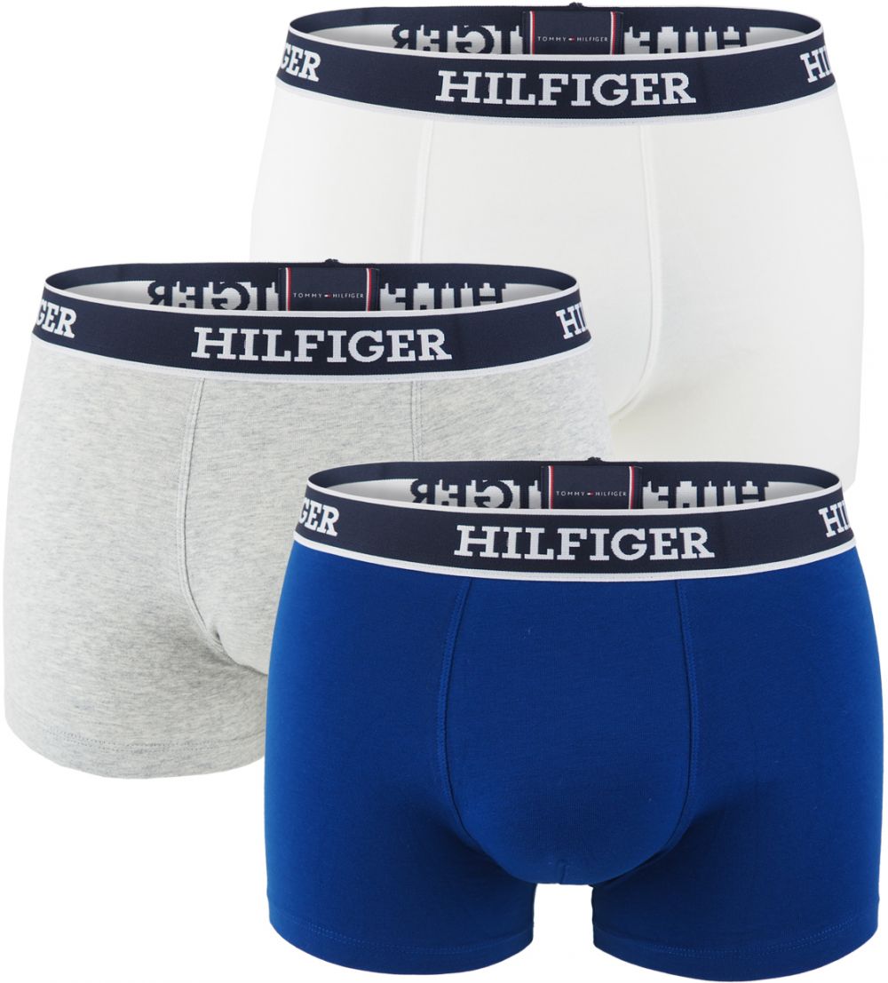 TOMMY HILFIGER - boxerky 3PACK premium cotton HILFIGER blue & gray color - limitovaná edícia