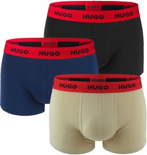 HUGO - boxerky 3PACK cotton stretch modern dark & beige color combo - limitovaná fashion edícia (HUGO BOSS)