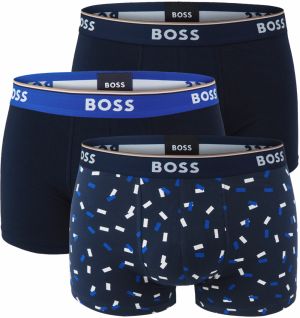 BOSS - boxerky 3PACK cotton stretch power design shapes print blue combo - limitovaná fashion edícia (HUGO BOSS)