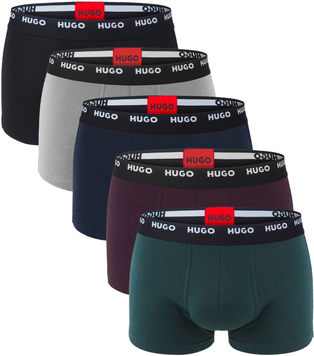 HUGO - boxerky 5PACK cotton stretch modern green & blue combo - limitovaná fashion edícia (HUGO BOSS)