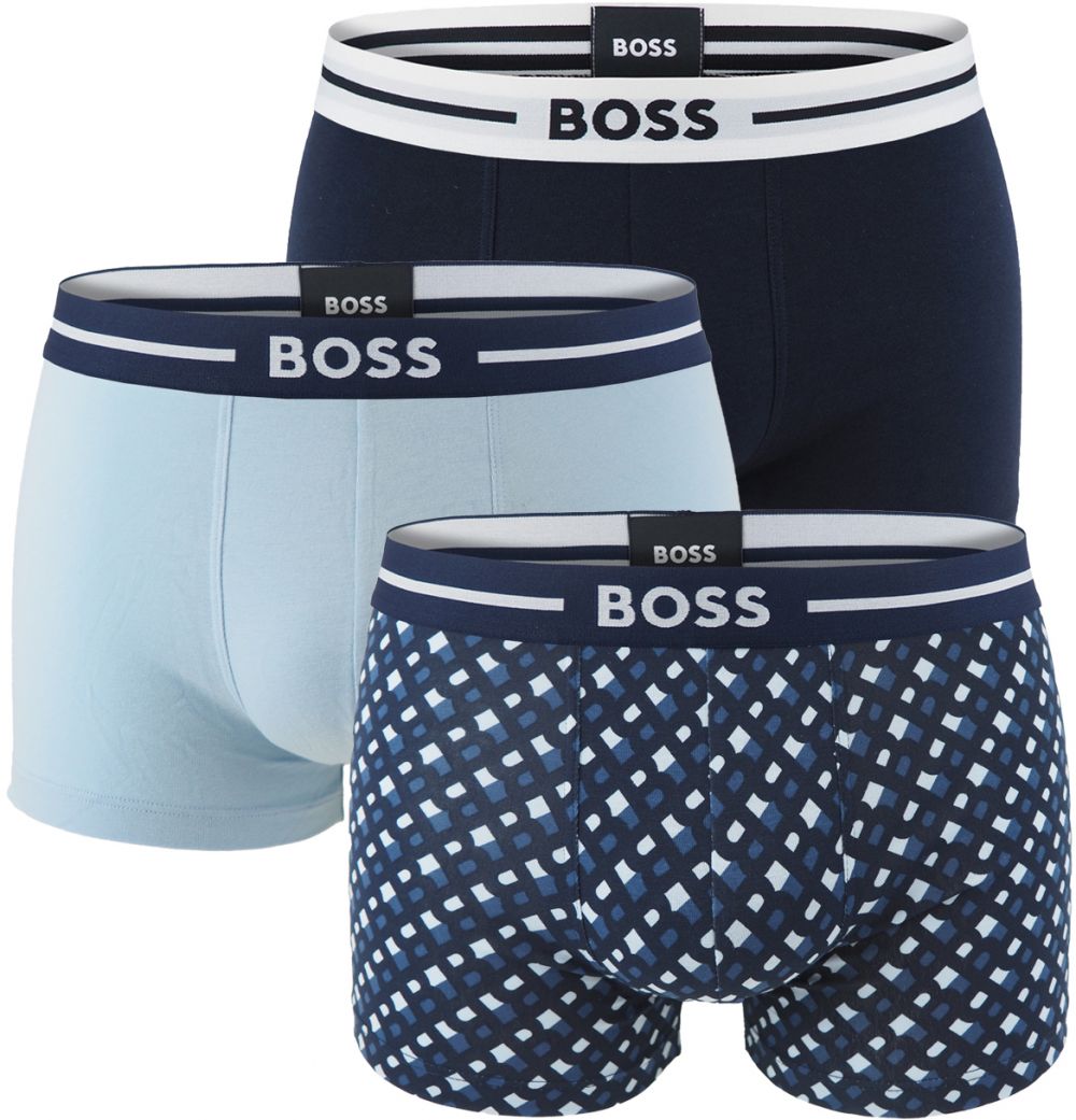 BOSS - boxerky 3PACK cotton stretch BOLD modern blue & B logo z organickej bavlny - limitovaná fashion edícia (HUGO BOSS)