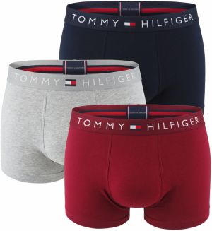 TOMMY HILFIGER - boxerky 3PACK TH original cotton mid gray & rouge color - limitovaná edícia