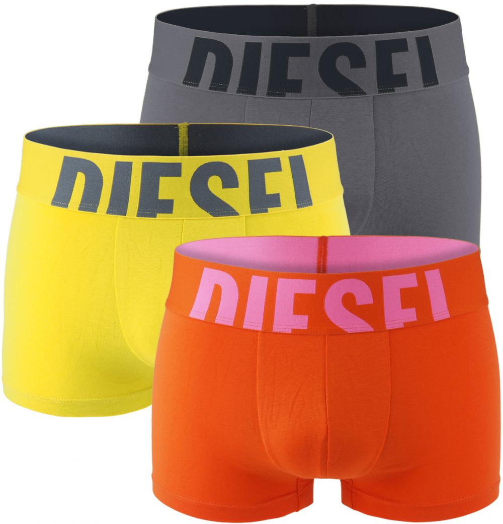 DIESEL - pánske boxerky 3PACK cotton stretch big logo DIESEL colorful color combo - limitovaná fashion edícia