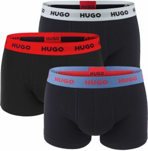HUGO - boxerky 3PACK cotton stretch black with modern multicolor logo waist - limitovaná fashion edícia (HUGO BOSS)