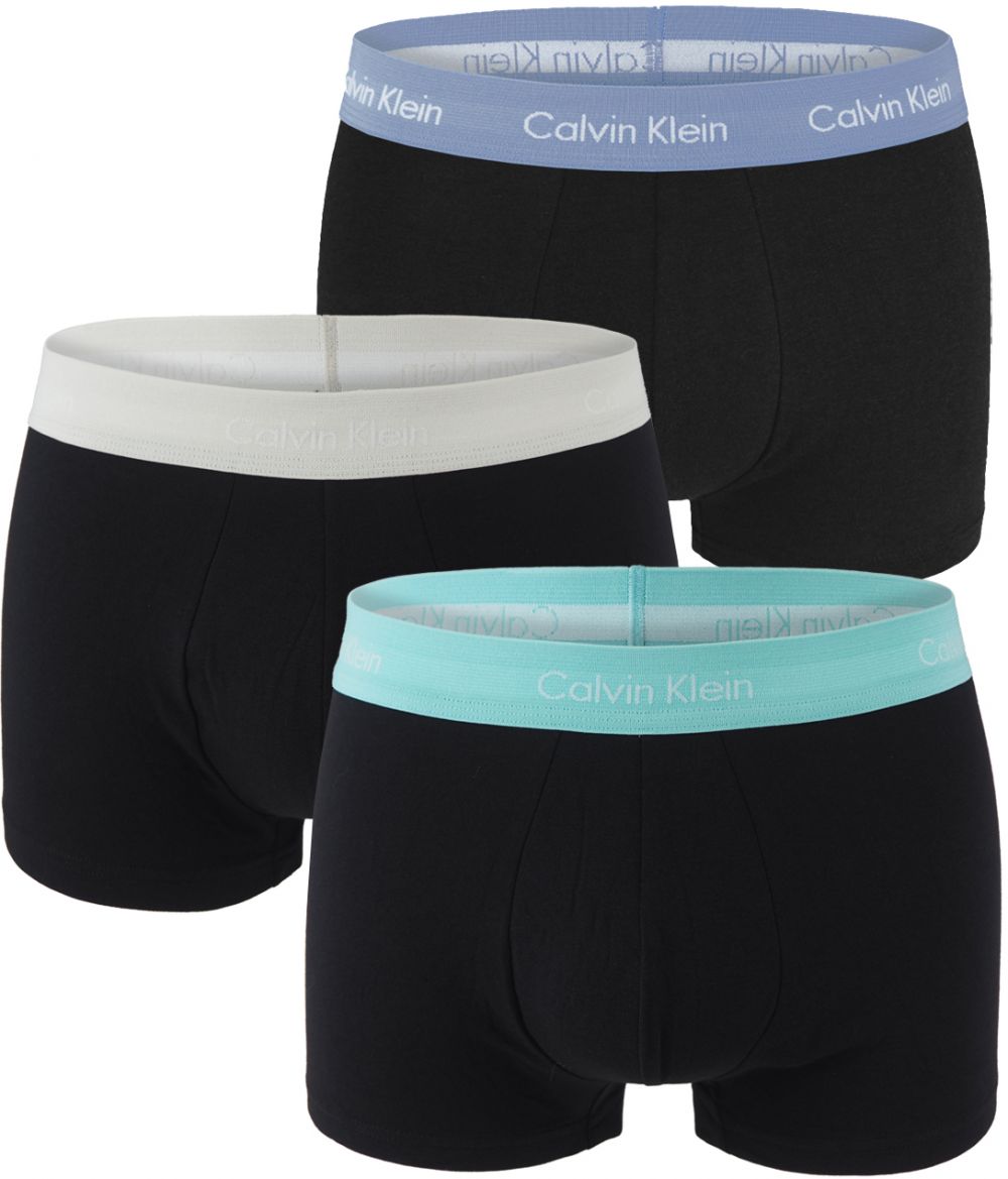 Calvin Klein - boxerky 3PACK cotton stretch black with fade denim & gentle green waist - limitovaná fashion edícia
